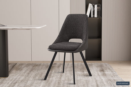 Chaise Filou Bouclé Gris Dos PU Gris clair - vue 2