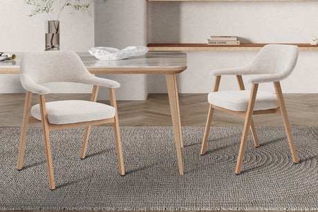 Chaise Coralie Chêne Massif Tissu Ote Milan 103 Beige