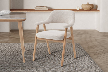 Chaise Coralie Chêne Massif Tissu Ote Milan 103 Beige - vue 2