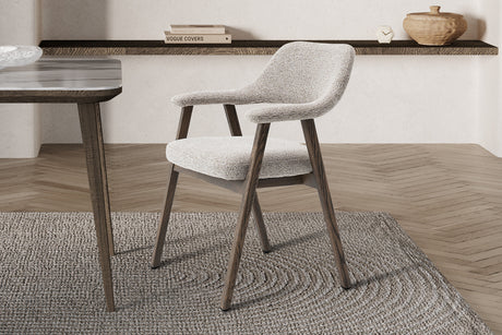 Chaise Coralie Chêne Massif Fumé Tissu Ote Milan 130 Sable - vue 2