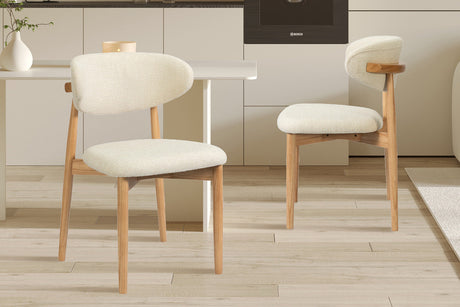 Chaise Clara Frêne Naturel Tissu Ote Milan 103 Beige