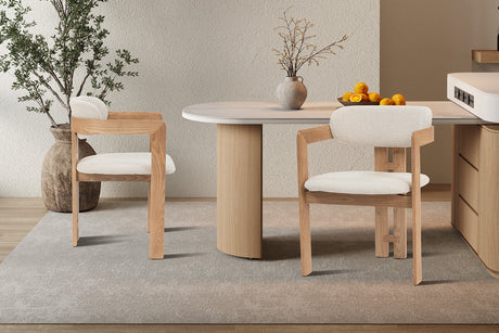 Chaise Camille Frêne Naturel Tissu Ote Milan 103 Beige