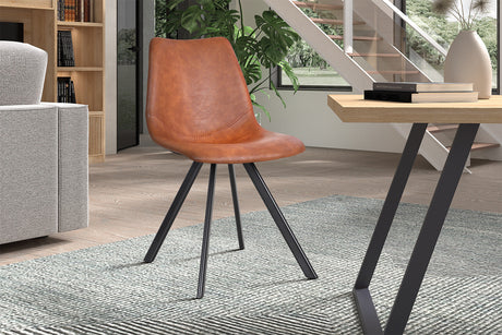 Chaise Emma PU Cognac - vue 2