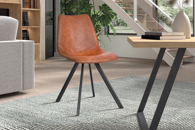 Chaise Emma PU Cognac - vue 2
