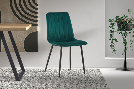 Chaise Willis Velours Vert - vue 2