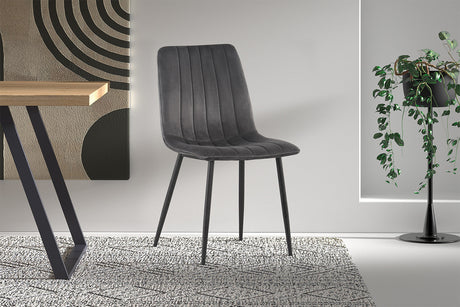 Chaise Willis Velours Gris - vue 2