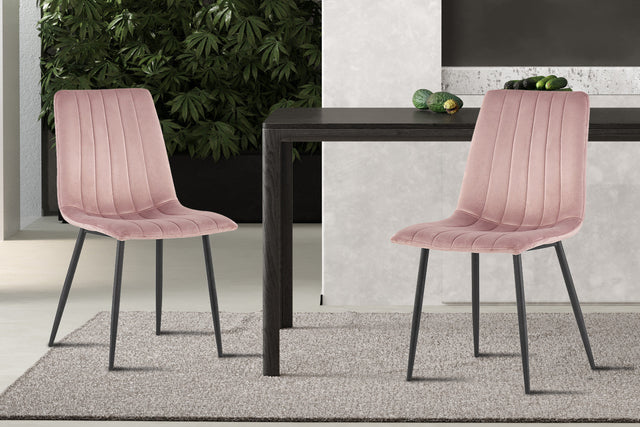 Chaise Willis Velours Rose