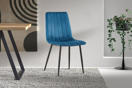 Chaise Willis Velours Bleu - vue 2
