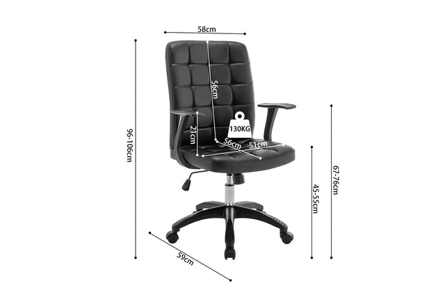Chaise de bureau Luka - dimensions