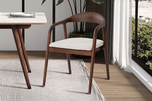 Chaise Claire Frêne Noyer Tissu Ote Milan 103 Beige - vue 2