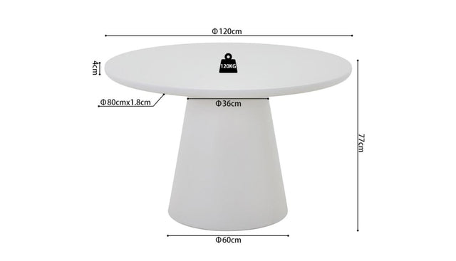 Table 'Tavira' 120 cm Ronde Ciment Ecru - 52002_3