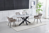 Table à manger Ophélia marbre blanc, pied doré, 150 cm – Marbre blanc - Noir – vue 7