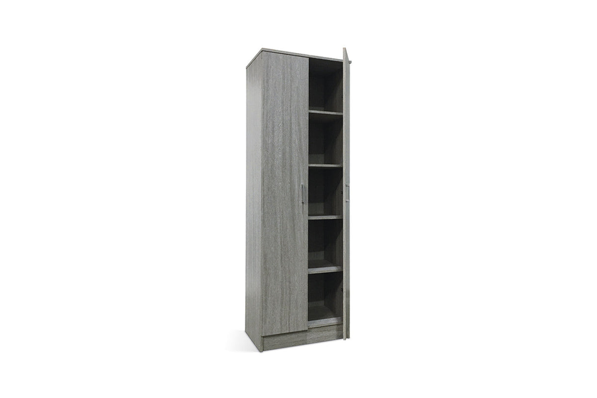 Armoire de rangement Ray – Chêne gris, 2 portes – 60 × 180 cm – vue principale