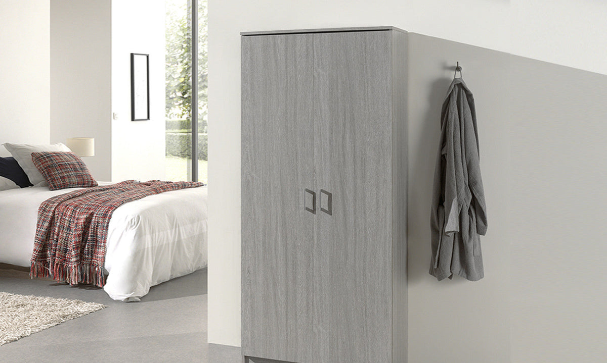 Armoire de rangement Ray – Chêne gris, 2 portes – 80 × 180 cm – vue 2