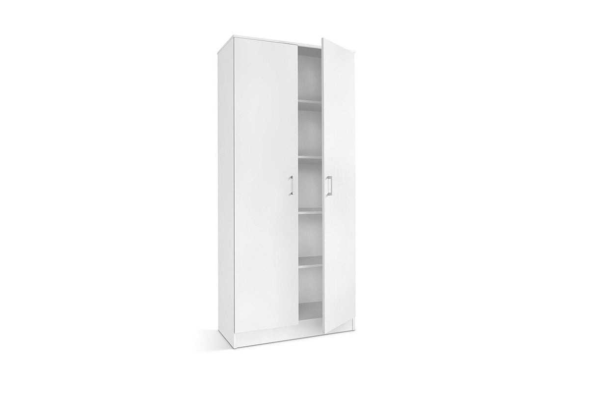 Armoire de rangement Ray – Blanc, 2 portes – 80 × 180 cm – vue principale