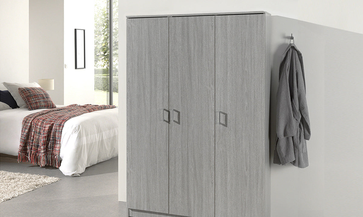 Armoire de rangement Ray – Chêne gris, 3 portes – 120 × 180 cm – vue 2