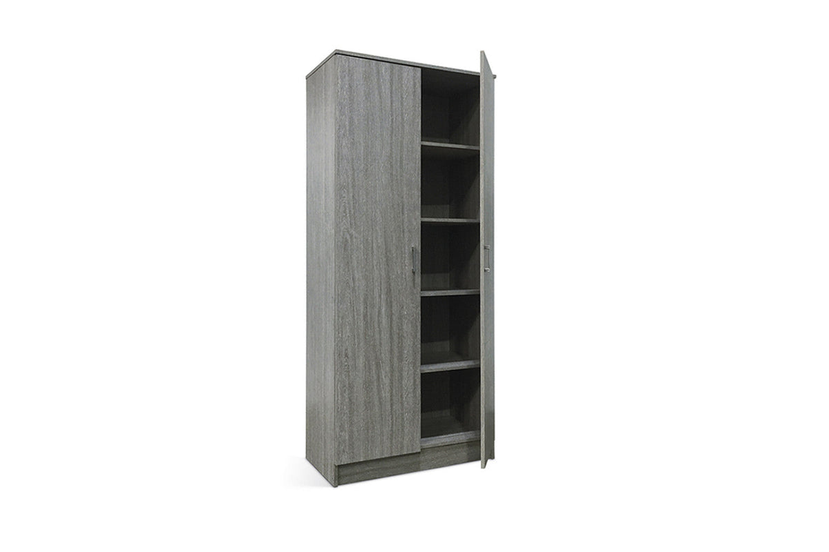 Armoire de rangement Ray – Chêne gris, 2 portes – 80 × 180 cm – vue principale