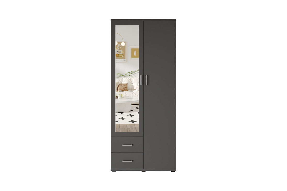 Armoire Marc – Gris foncé, 2 portes – 80 × 185 cm – vue 4