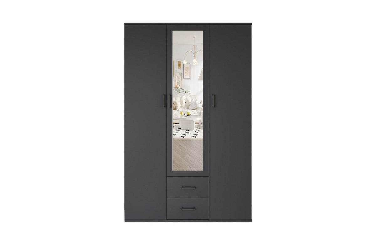 Armoire Marc – Gris foncé, 3 portes – 120 × 185 cm – vue 3