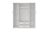 Armoire Marc – Blanc, 4 portes – 160 × 185 cm – vue 5