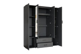 Armoire Marc – Gris foncé, 4 portes – 160 × 185 cm – vue 3