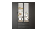 Armoire Marc – Gris foncé, 4 portes – 160 × 185 cm – vue 4