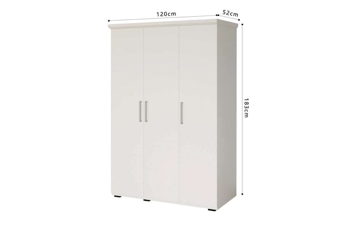 Armoire Mike – Blanc, 3 portes – 120 × 183 cm – vue 5