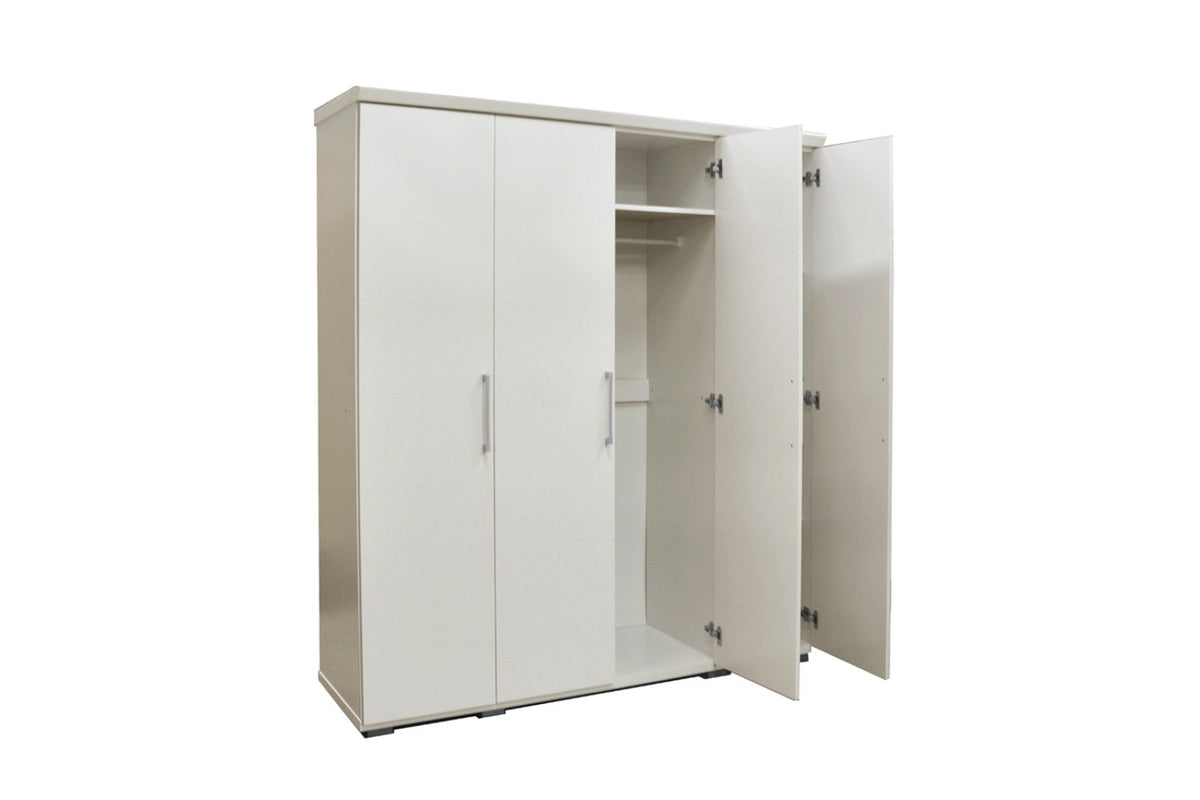 Armoire Mike – Blanc, 4 portes – 160 × 183 cm – vue 4