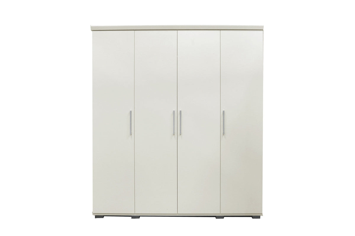 Armoire Mike – Blanc, 4 portes – 160 × 183 cm – vue principale