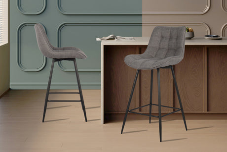 Chaise de comptoir Ariba – tissu gris