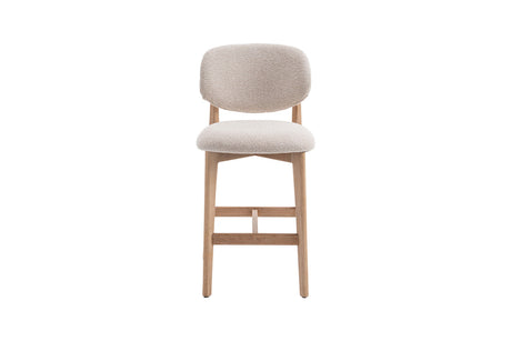 Chaise de comptoir Carmen – Chêne naturel, tissu beige – vue principale