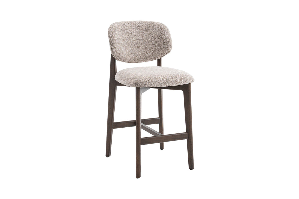 Chaise de comptoir Carmen – Chêne fumé, tissu sable – vue 5