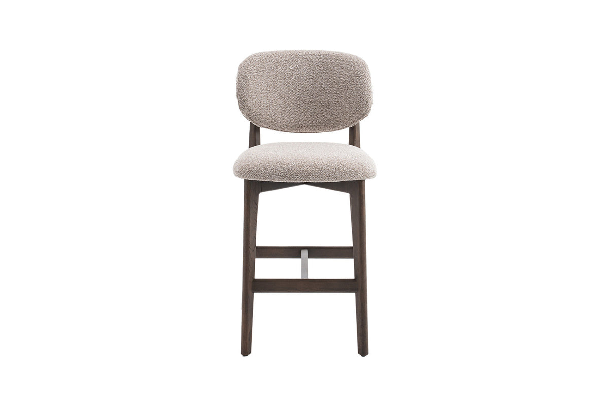 Chaise de comptoir Carmen – Chêne fumé, tissu sable – vue principale