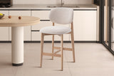 Chaise de comptoir Carmen – Chêne naturel, tissu beige – vue 4
