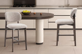 Chaise de comptoir Carmen – Chêne fumé, tissu sable – vue 2