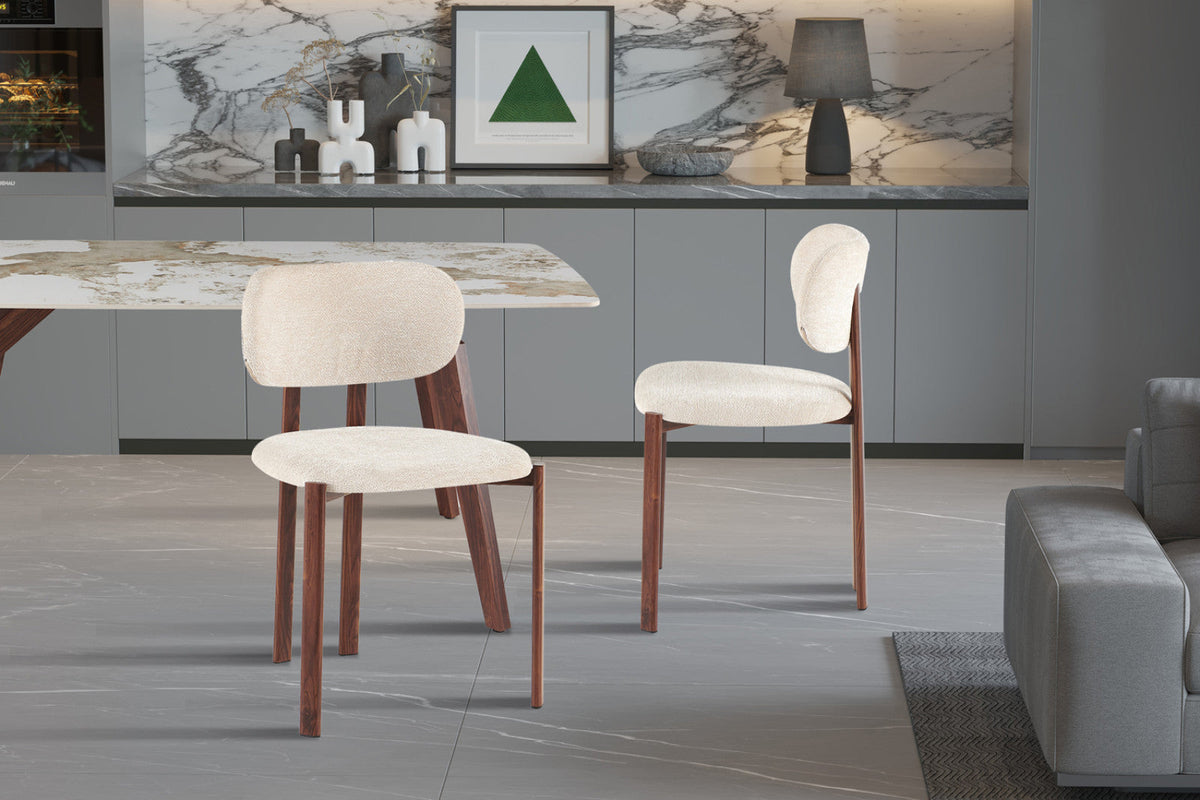 Chaise Jade – noyer, tissu beige