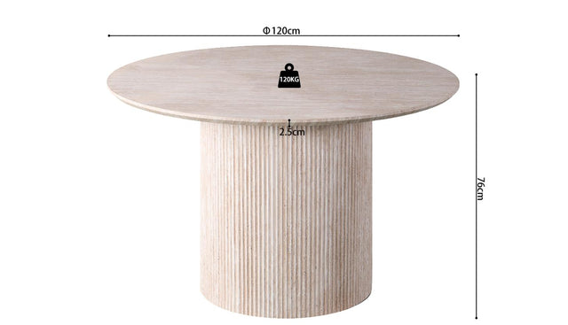 Table 'Lagos' 120 cm Ronde Décor Travertin Beige - 51835_3