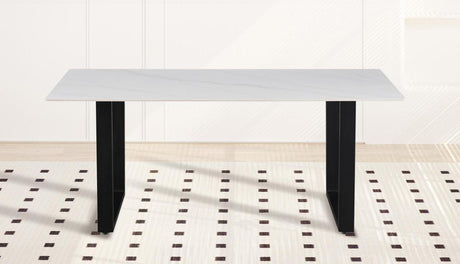 Table 'Poseidon' 180 cm Pierre Brillante Rectangulaire Blanc - 51948_1