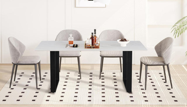 Table 'Poseidon' 180 cm Pierre Brillante Rectangulaire Blanc - 51948_1