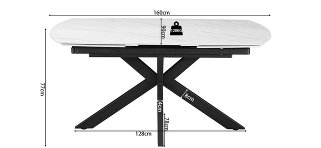 Table extensible 'Ares' 160-240 cm Ovale Danoise Pierre Blanc - 51940_1