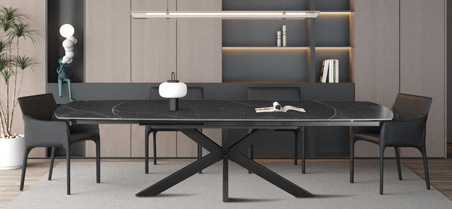 Table extensible 'Ares' 160-240 cm Ovale Danoise Pierre Noir - 51940_2