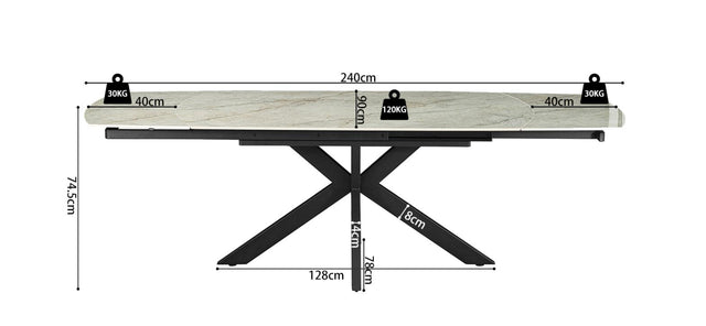 Table extensible 'Ares' 160-240 cm Ovale Danoise Brillant Pierre Beige - 51940_6