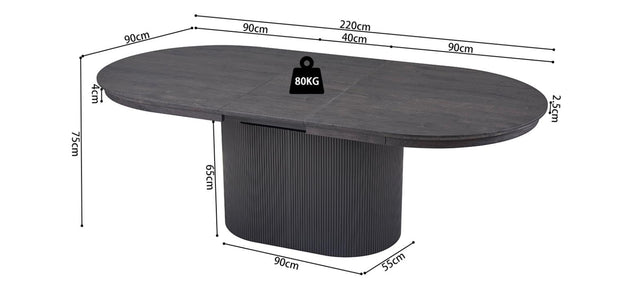 Table extensible 'Lagos' 180-220 cm Ovale Décor Brun foncé - 51830