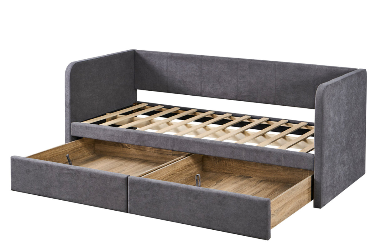 Lit Parma – avec sommier tissues gris – 90x200 cm