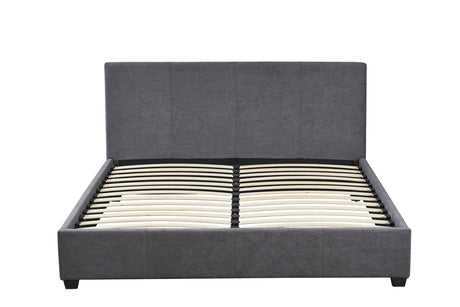 Lit Roma – Tissu gris, 140 × 200 cm – vue principale
