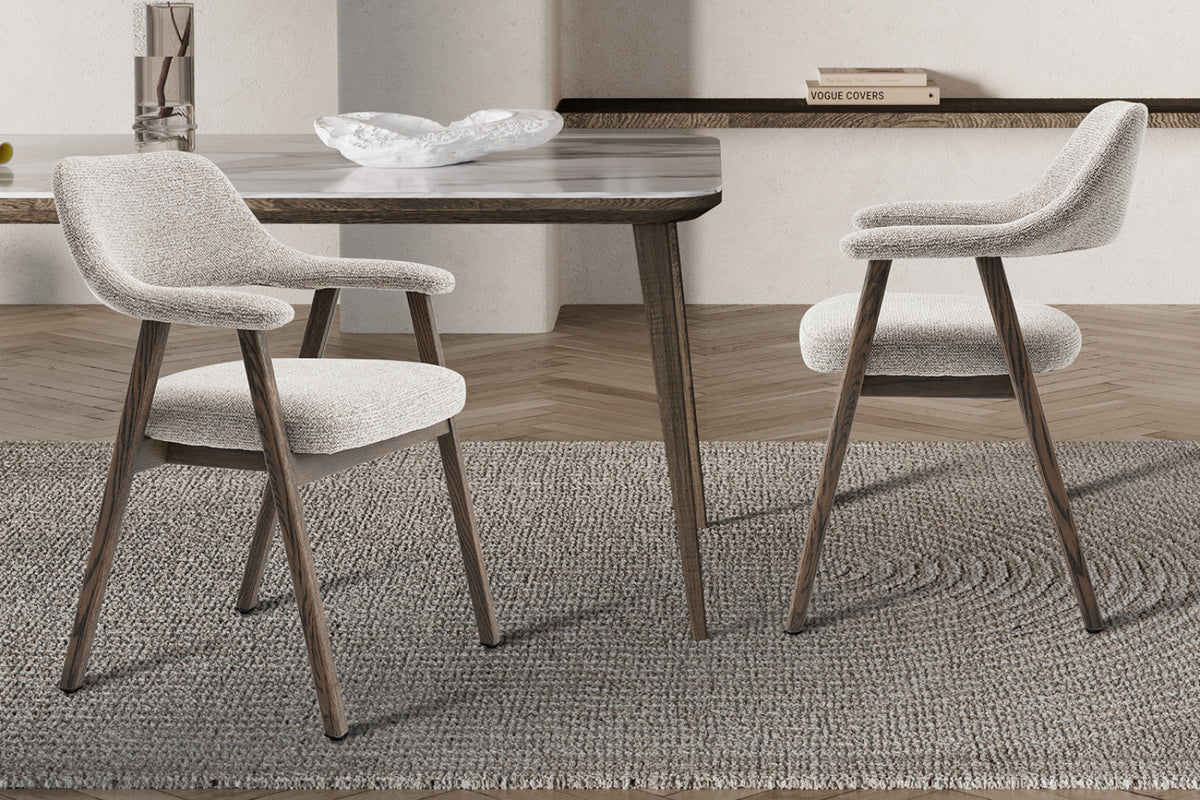 Chaise Coralie – Chêne fumé, tissu sable – vue 2
