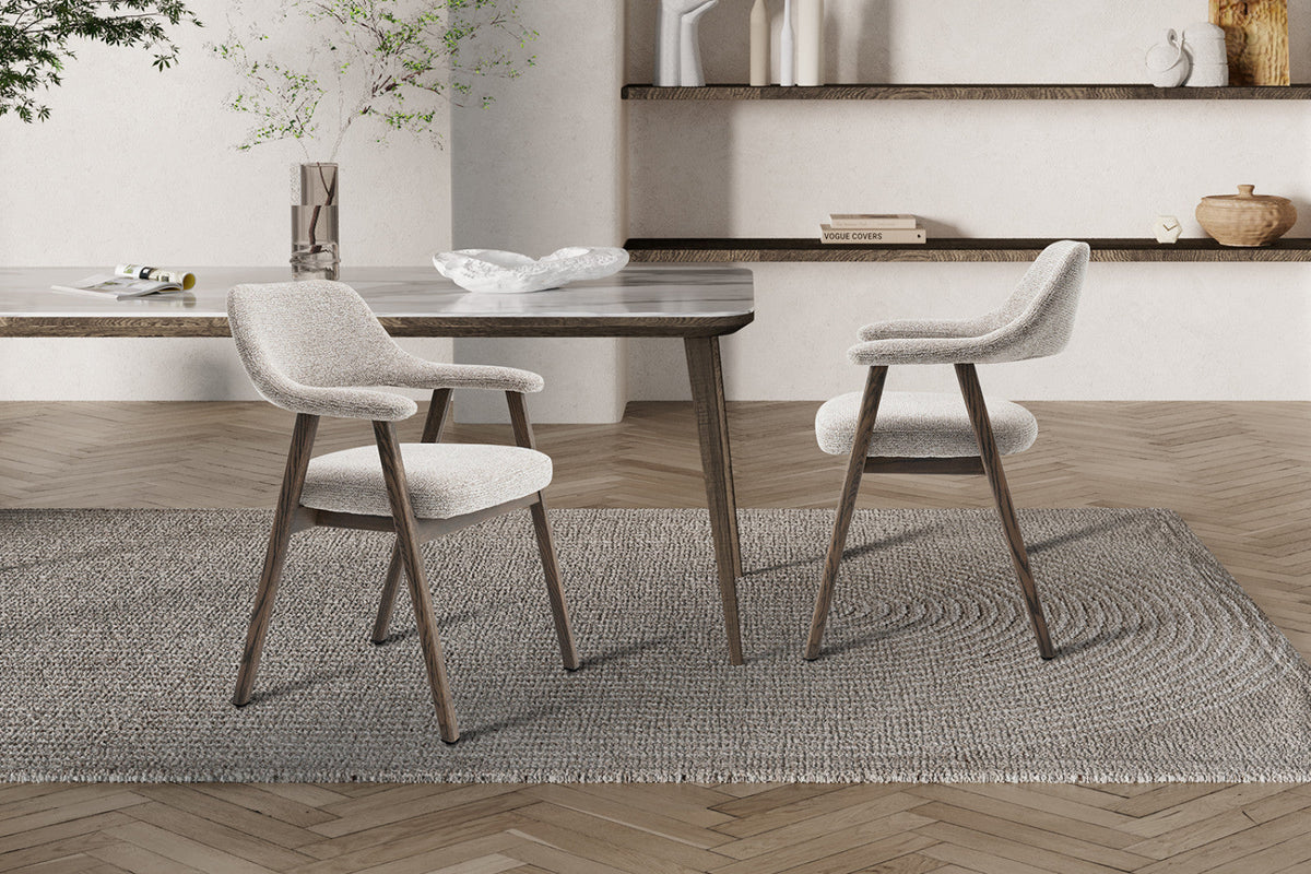 Chaise Coralie – Chêne fumé, tissu sable – vue 4