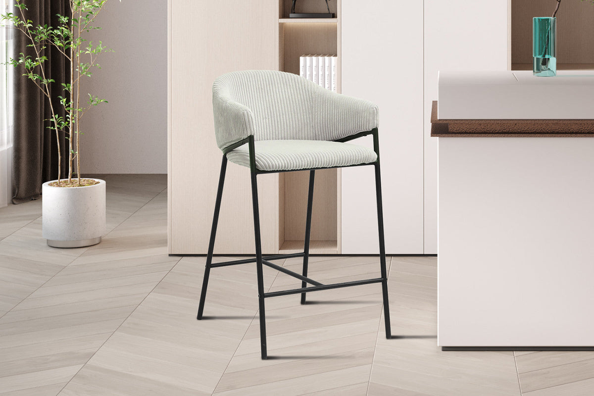 Chaise de comptoir Hugo – Gris clair – vue 3