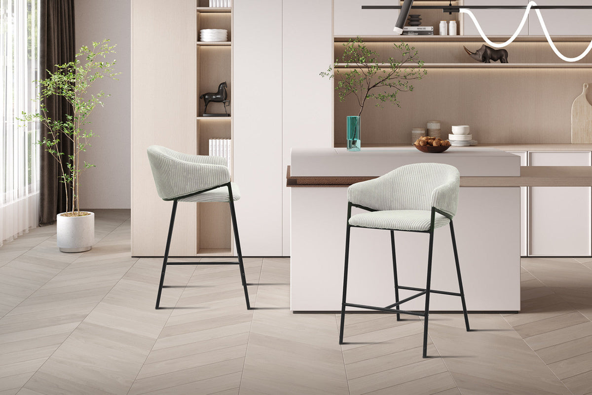 Chaise de comptoir Hugo – Gris clair – vue 4