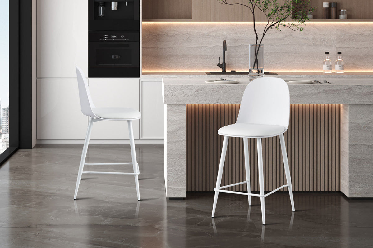 Chaise de comptoir Jasmin – Blanc – vue 4